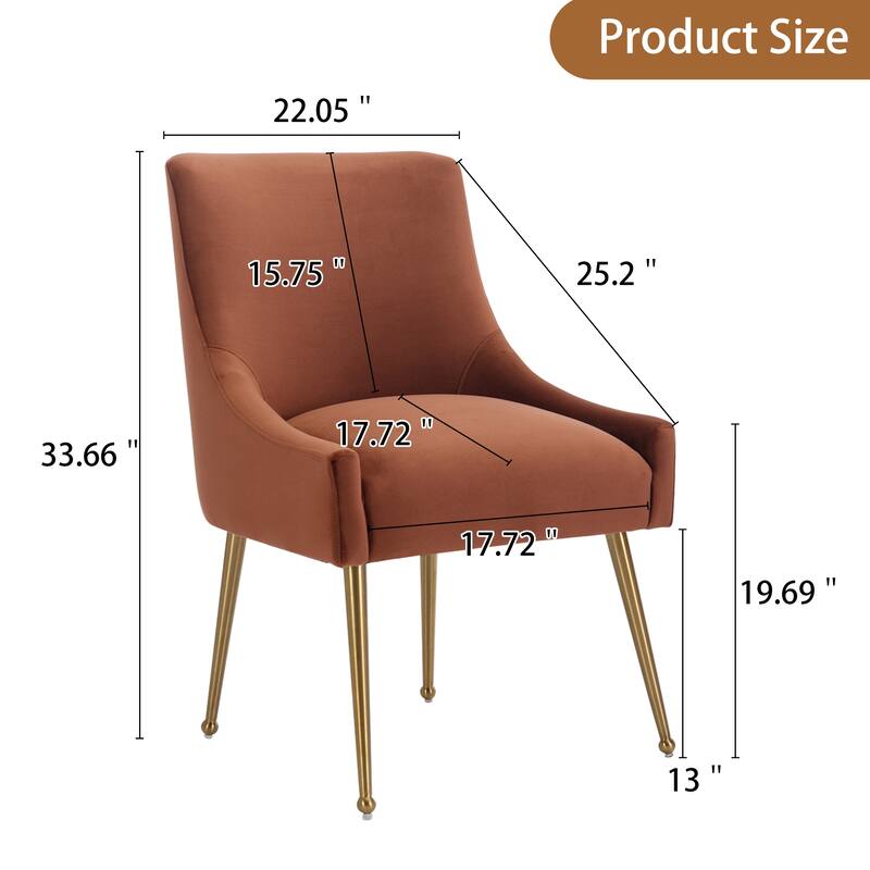 Clihome Stainless Steel Frame Dining Velvet Side Chairs(Set of 2)