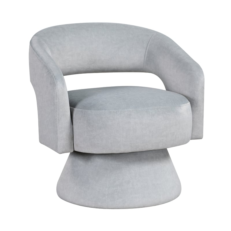 Arden 27" Velvet Swivel Chair - 360-Degree Metal Swivel Base - Gray