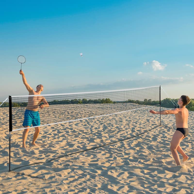 Portable Badminton Net Set with Rackets, Poles & Shuttlecocks