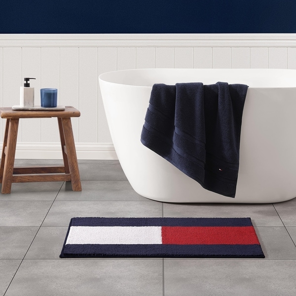 【希少】  HILFGER ロゴ入り バスタオル& バスラグ 4点 Tommy Hilfiger Hilfiger Flag Blue Bath Rug - On Sale - Bed Bath
