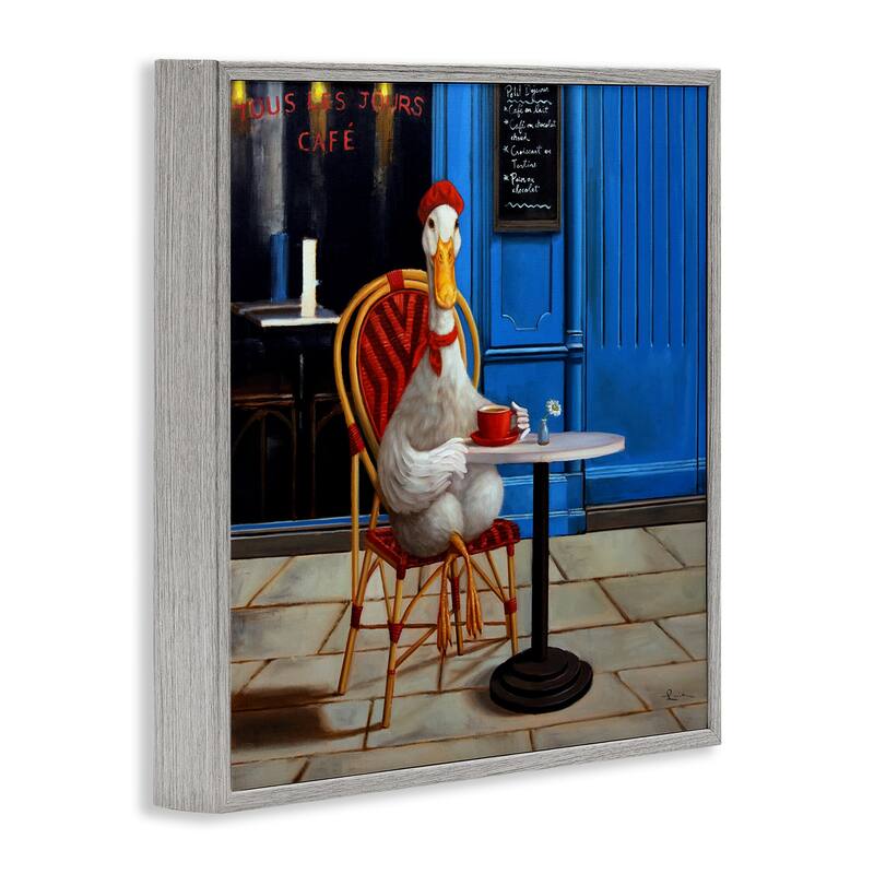 Stupell Trendy Duck at Cafe Framed Giclee Art Design By Lucia Heffernan