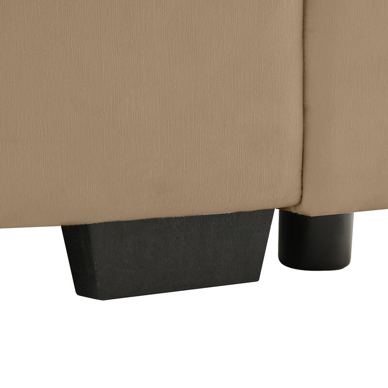 154.7" Velvet L-Shaped Sectional Sofa with Cloud Cushions & Ottoman