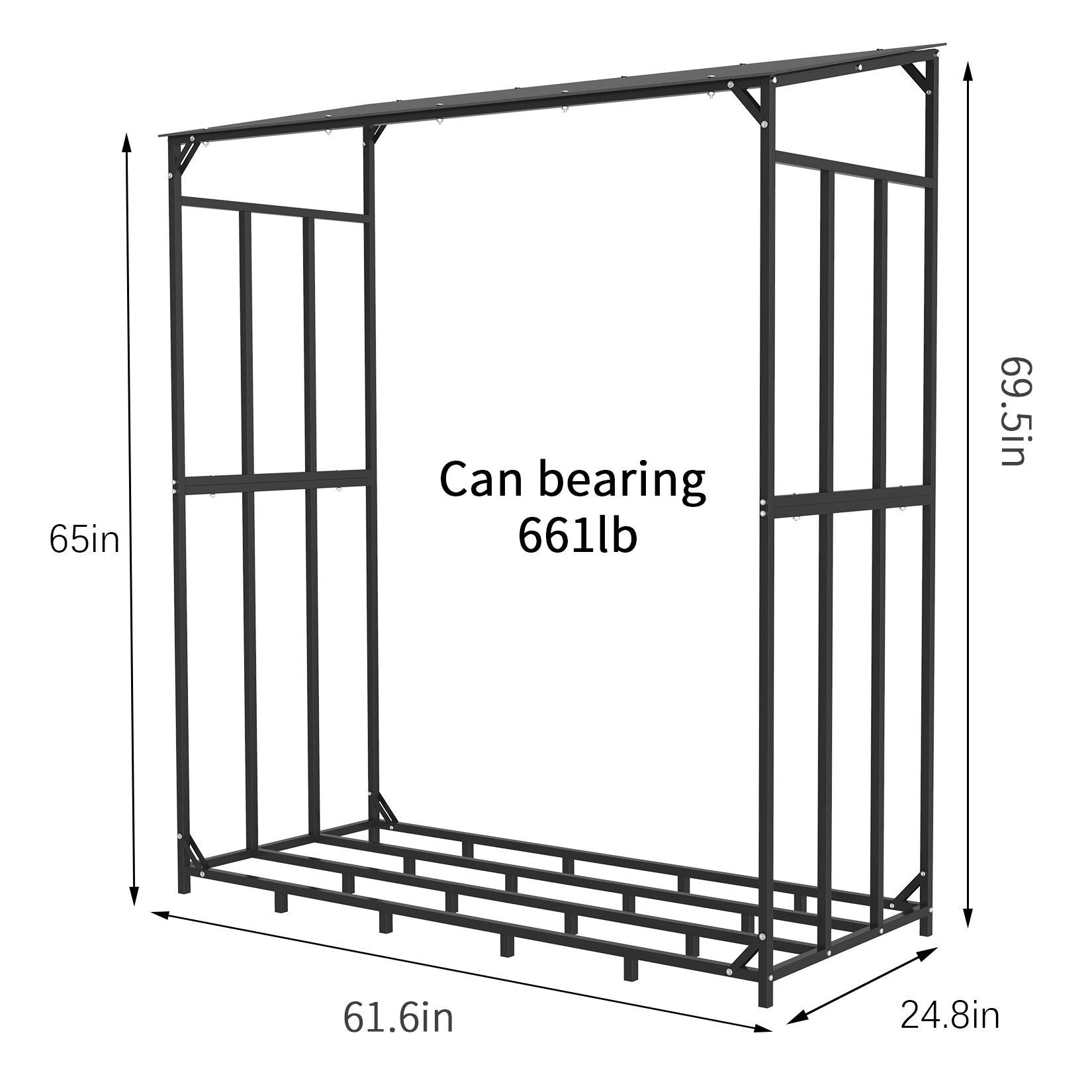 Large Firewood Log Rack Wood Storage Holder Iron Shed with Large Firewood Log Rack Wood Storage Holder Iron Shed with