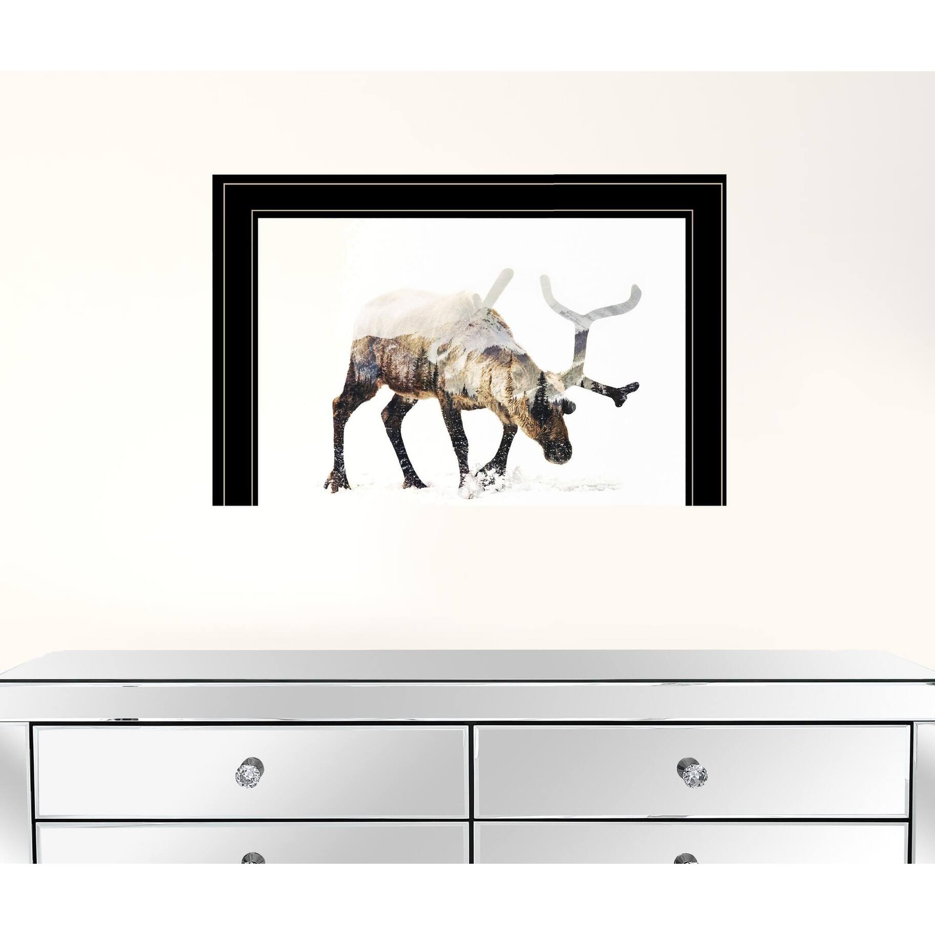 HomeRoots Arctic Reindeer 2 Black Framed Print Wall Art - Bed Bath ...