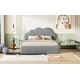 preview thumbnail 15 of 13, Grey Upholstered Queen Size Platform Bed with Cloud-shaped Headboard for Kids,Adults