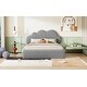 preview thumbnail 15 of 13, Queen Size Upholstered Platform Bed with Padded Cloud Style Headboard, Soft Fabric Frame with Slats