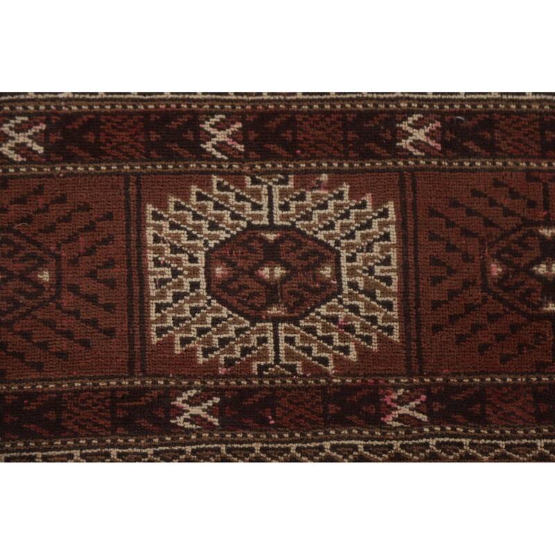 Hand Knotted Oriental 100% Wool Carpet Traditional All-Over Red Bokhara Area Rug - 12' 3'' X 8' 0''