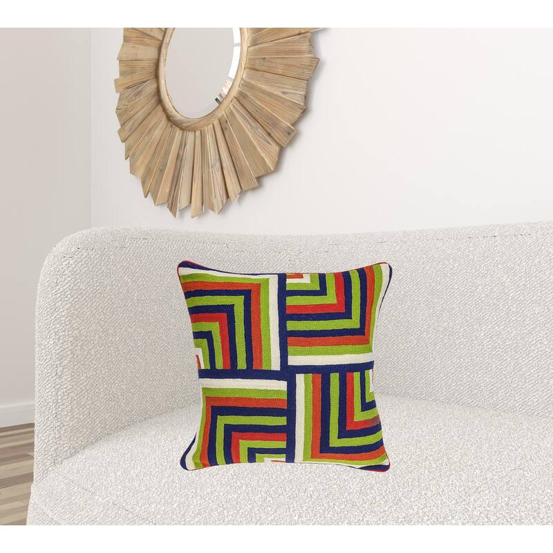 20" X 7" X 20" Handmade Multicolored Accent Pillow Cover With Poly Insert