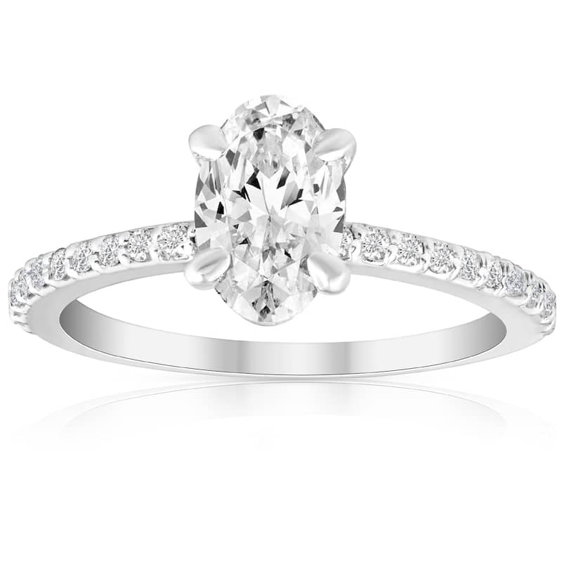 Certified 2.50Ct Oval Lab Grown Diamond Engagement Ring in White Gold