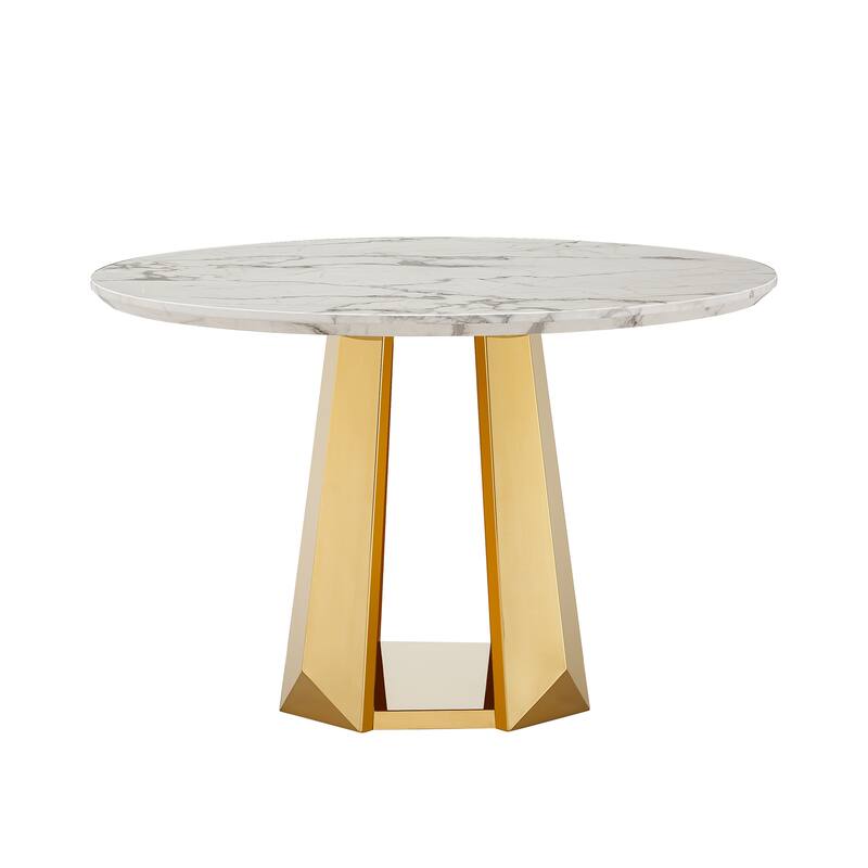 GDFStudio - Rose Series 70'' Rectangle Faux Marble Dining Table 6 People with Modern Large Size