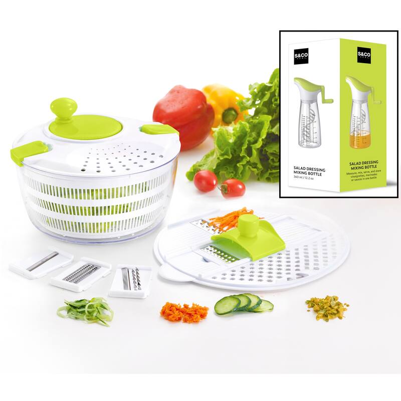 Best Rated Salad Spinner. Salad Maker. Vegetable Washer and Lettuce Crisper BPA Free. Dressing Bottle Included