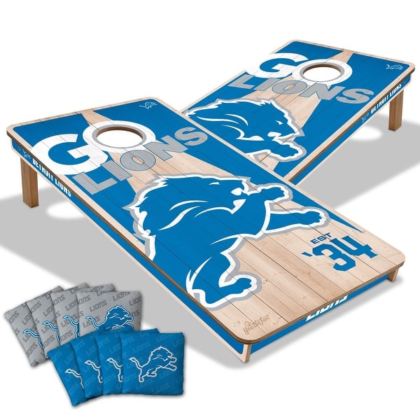slide 2 of 7, Detroit Lions NFL 2x4 Cornhole Board Set Include Carrying Case