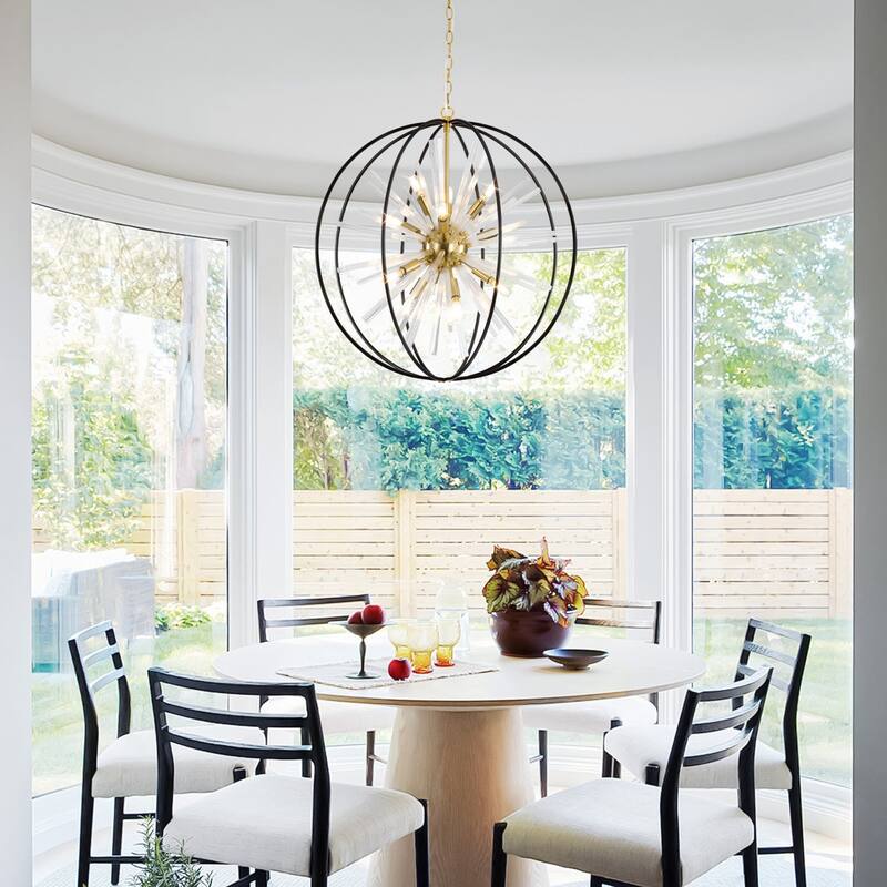 Modern Chandelier 27" 10-light Black and Gold Orb