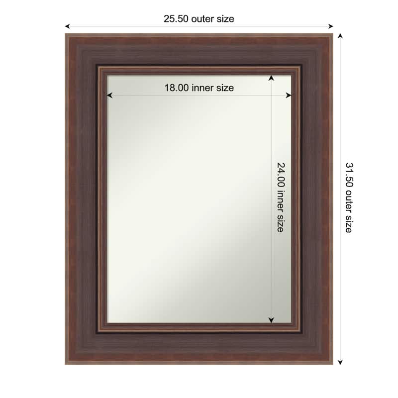 Moab Brown Bronze Non-Beveled Framed Bathroom Vanity Wall Mirror - Moab Brown Bronze - 26 x 32 in