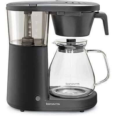 Metropolitan 8 Cup Drip Coffee Maker Machine, One-Touch Pour Over Brewing with Glass Carafe, Hanging Filter Basket