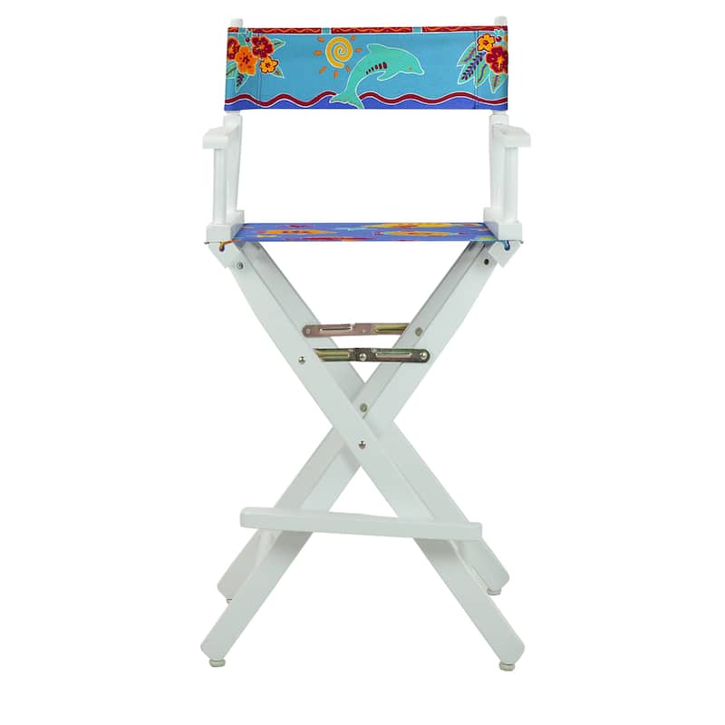 30" Director's Chair White Frame-Tropical Sea - 23"W x 19"D x 45.5"H