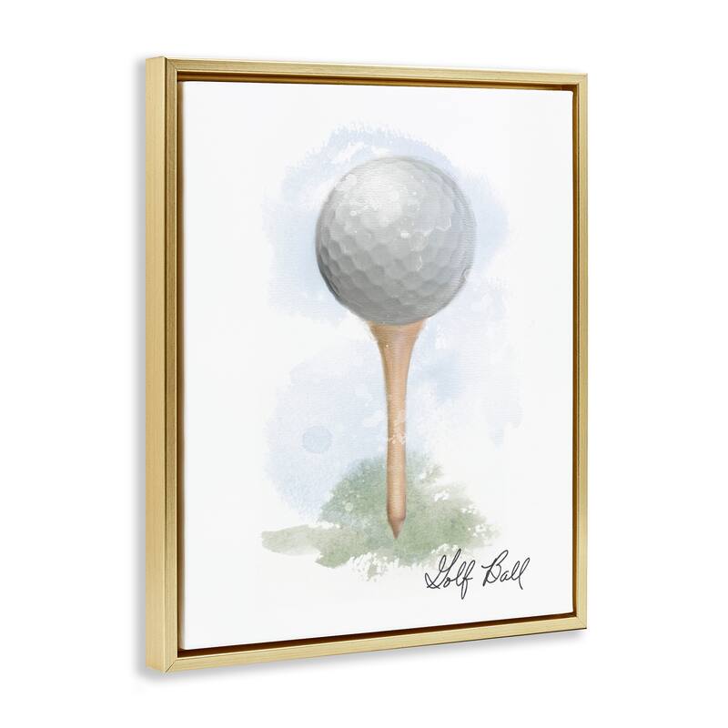 Stupell Soft Pastel Golf on Tee Framed Floater Canvas Wall Art Design By Matthew Piotrowicz