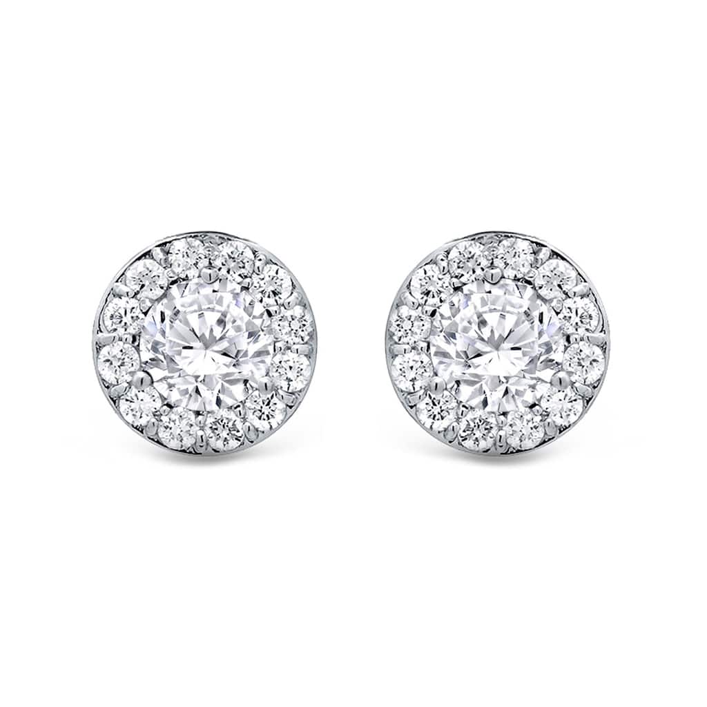 Auriya 14k Gold 1/2ctw Round Halo Diamond Stud Earrings
