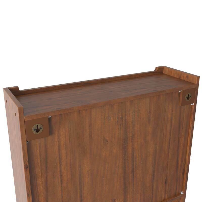 Vintage Style Glass Door Wall Cabinet with Three Tiers of Storage and Towel Racks