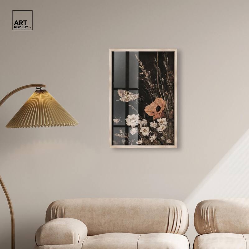 Poppy and Moth II Shadowbox by Art Remedy