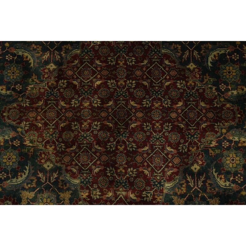 Hand Knotted Oriental 100% Wool Carpet Traditional All-Over Red Tabriz Area Rug - 9' 3'' X 6' 1''