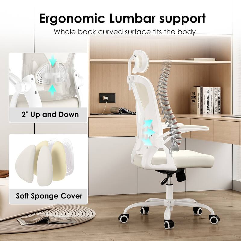 Ergonomic Office Chair, Home Office Desk Chair with Headrest, High Back Computer Chair with Adjustable Lumbar Support
