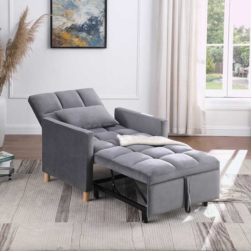 Modern Convertible Sleeper Sofa Chair Bed with Pillow