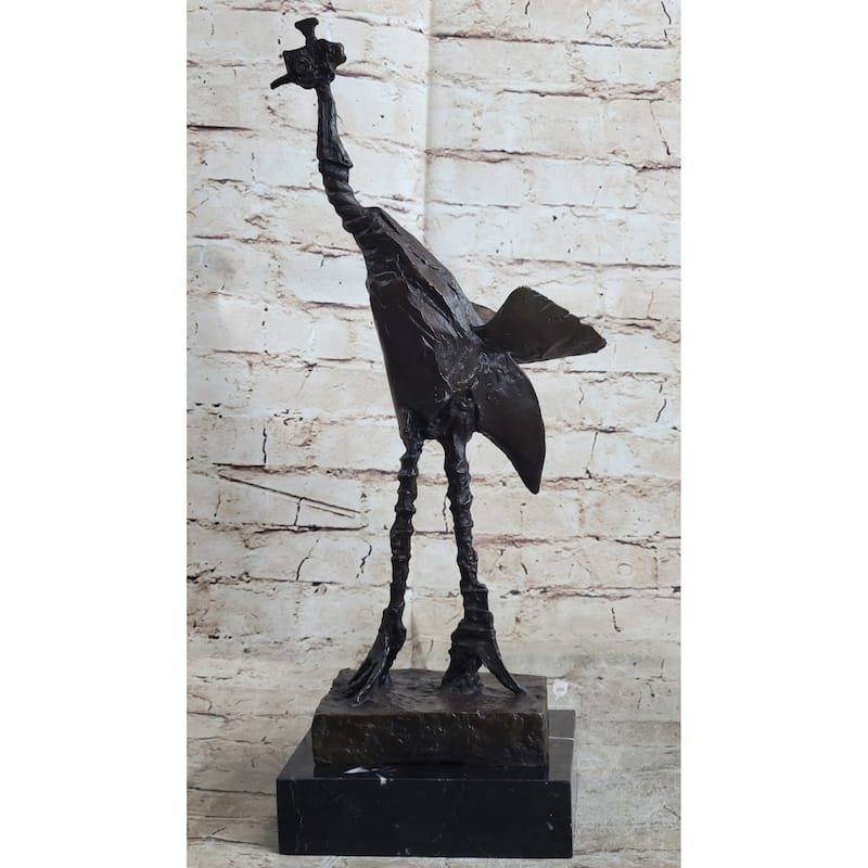 Pablo Pico Steampunk Abstract Ostrich Bird Bronze Statue Sculpture Figure On Marble Base
