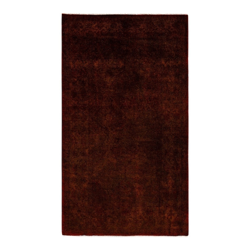 Overton Hand Knotted Wool Vintage Inspired Modern Contemporary Overdyed Brown Area Rug - 3' 2" x 5' 8"