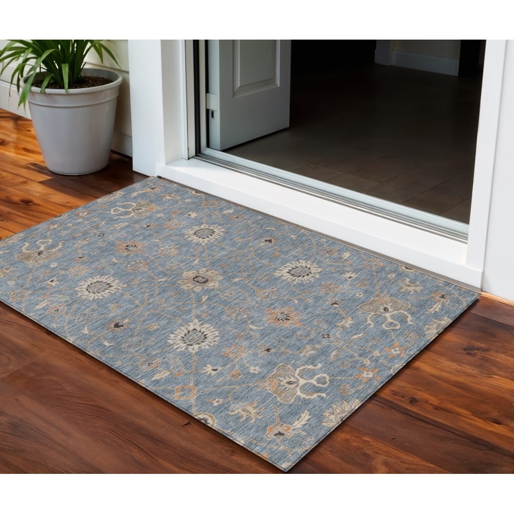 HomeRoots Floral Traditional Rectangle Outdoor Rug