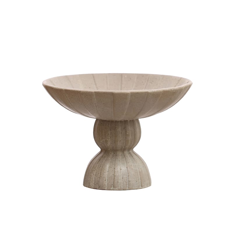 Debossed Stoneware Footed Bowl with Reactive Glaze - 10.4"L x 10.4"W x 7.3"H - 10.4"L x 10.4"W x 7.3"H - Beige