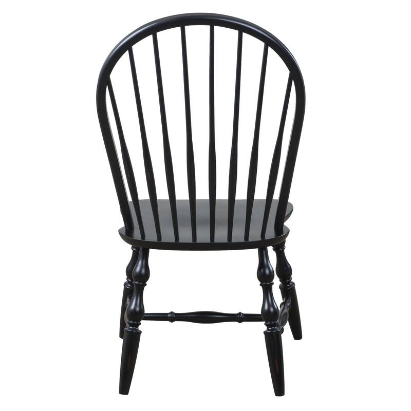 Retro Spindleback Dining Chairs - Set of 2 - Antique Black - Fully Assembled - Classic Comfort