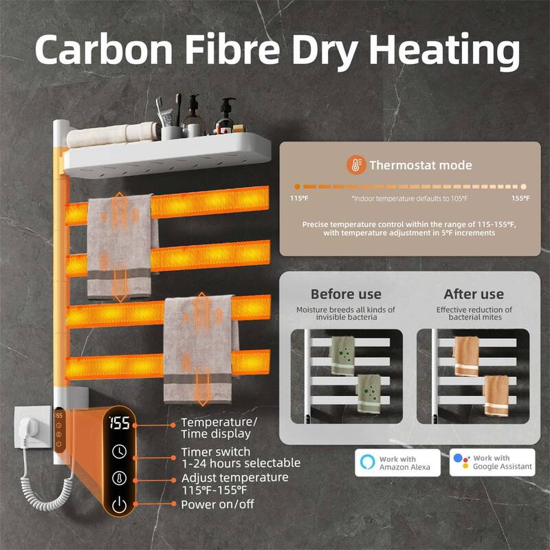 Smart Rotating Heated Towel Rack for Bathroom,Towel Warmer