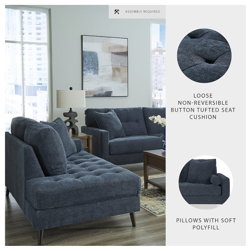 Signature Design by Ashley Bixler Blue Right-Arm Facing Corner Chaise - 37"W x 75"D x 37"H