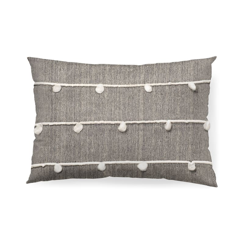 Linda 13 x 21 Navy And Cream With White Detail Decorative Pillow Cover - Pillow Covers - 13.0L x 21.0W x 0.2H - Navy - Single