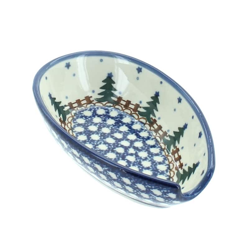 Blue Rose Polish Pottery 381 Ceramika Artystyczna Small Spoon Rest - Rustic Pines