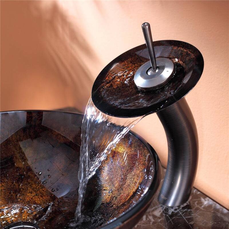 Kraus Bathroom Combo - 16-1/2" Pluto Glass Vessel Bathroom Sink with