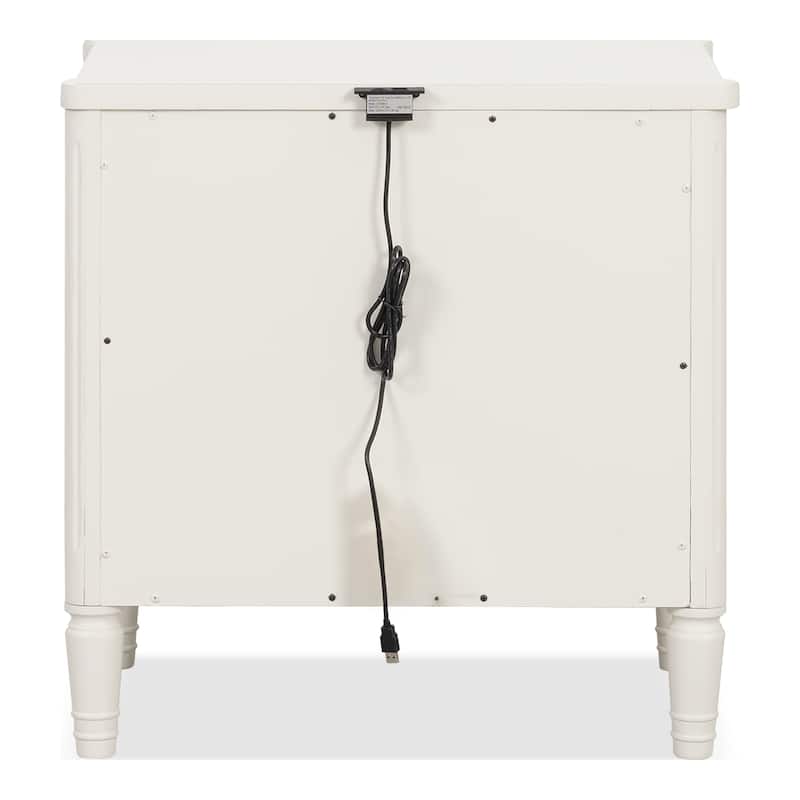 Furniture of America Arlena Modern Solid Wood Nightstand with USB Ports