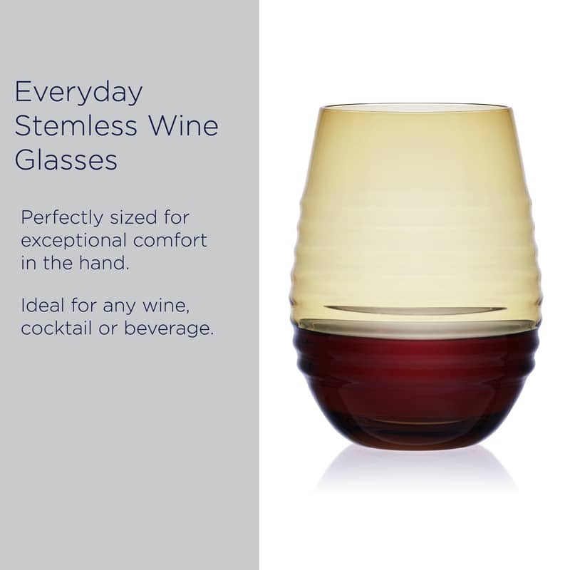 Mikasa Set of 4 Ciara Stemless Wine, 18 Oz, Amber
