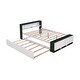preview thumbnail 11 of 10, Full Platform Bed with Trundle & USB Charging, Storage Headboard and Footboard, White+Green