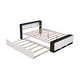 preview thumbnail 11 of 10, Full Size Platform Bed with Trundle and USB Charging, Wooden Kids Bed Frame with Storage Headboard and Footboard, White+Green