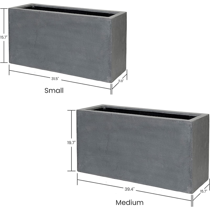 Pottery Pots Jort Small Fiberstone Indoor Outdoor Modern Rectangle Planter, 16 Inch Tall