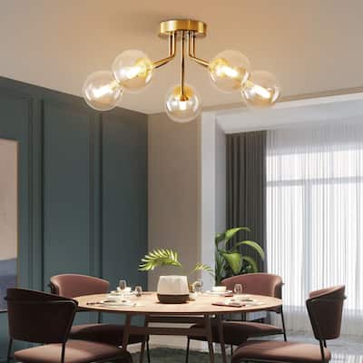 Sputnik Gold 5 Lights Semi Flush Mount Ceiling Light