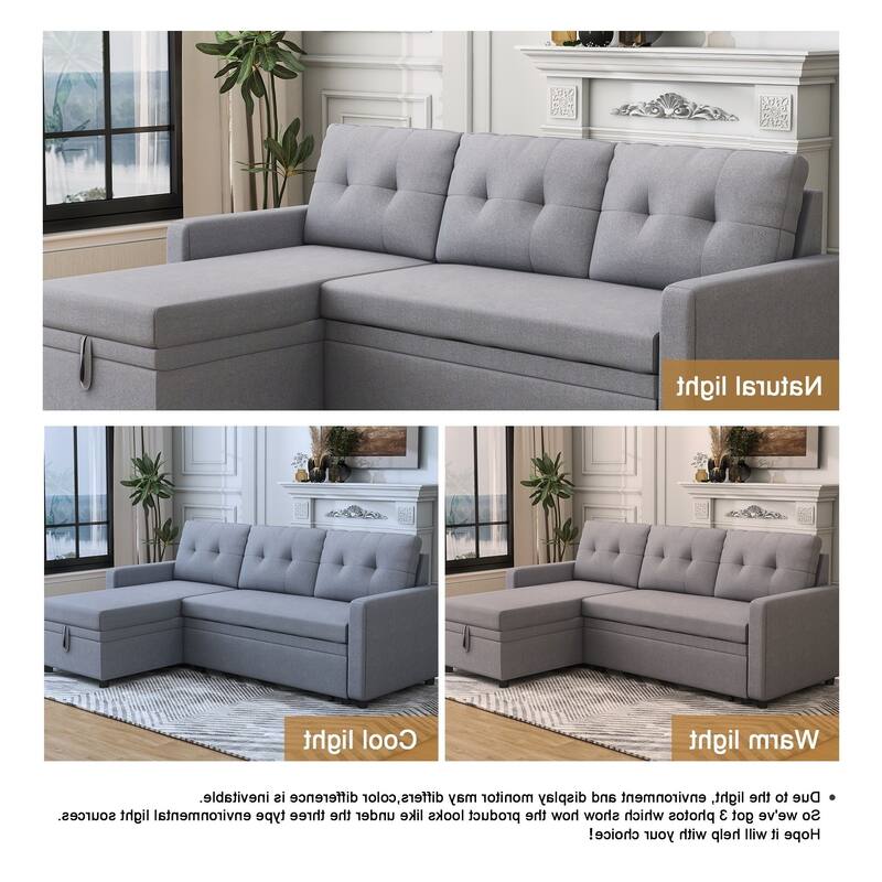 Modern L-Shape Convertible Sleeper Sectional Sofa