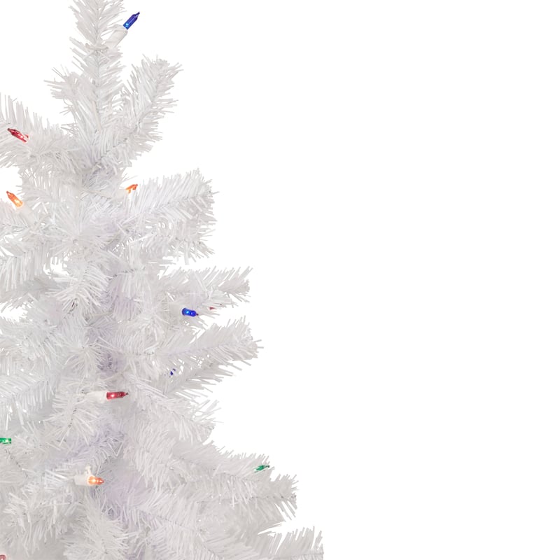 3' Pre-Lit Woodbury White Pine Slim Artificial Christmas Tree Multi Lights