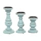preview thumbnail 13 of 33, Mango Wood Turned Style Pillar Candle Holder (Set of 3) - White, Brown, Gold, Black, Light Blue, Cream, Silver