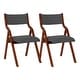 preview thumbnail 13 of 27, Set of 2 Upholstered Folding Dining Chair, Wood Frame Dining Table Guest Chair, Living Room Lounge Chair, Studio Business Chair