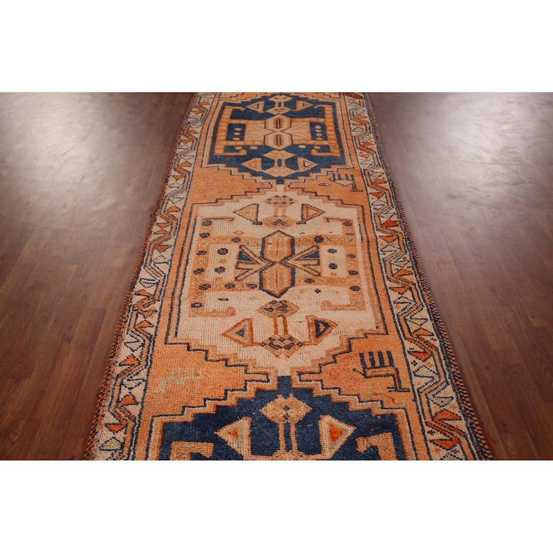 Handmade Transitional Oushak Turkish Vintage Runner Rug - 3'8"x 12'4"