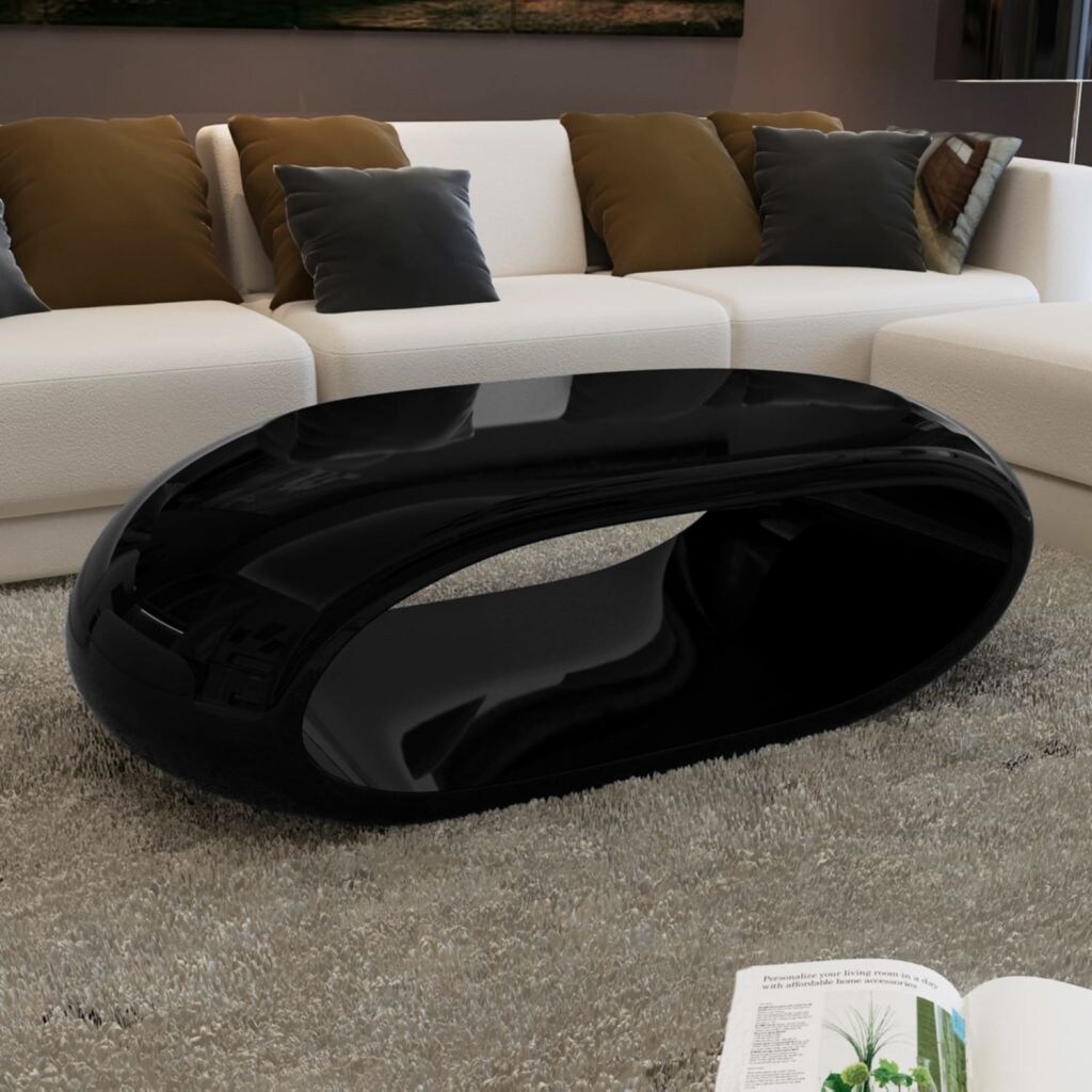 Shop Vidaxl Coffee Table Fiber Glass High Gloss Black Overstock