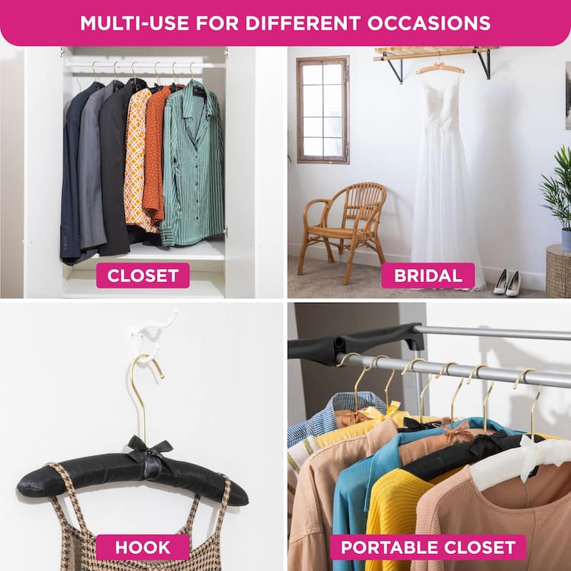 Padded Hangers Premium Heavy Duty Satin Anti Slip - Earthtone, Set of 12